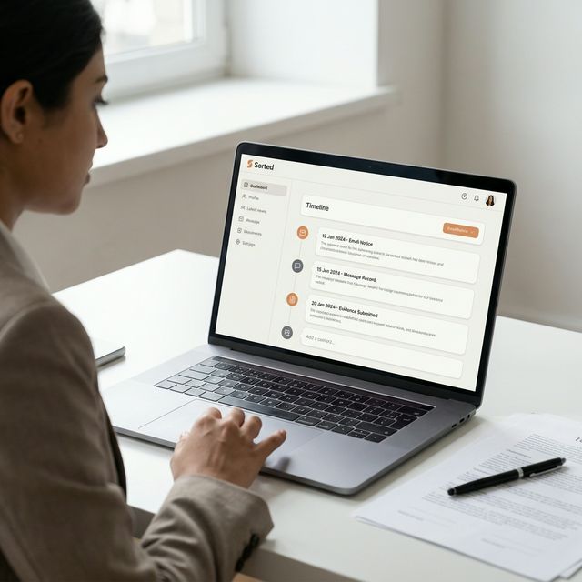 Digital evidence documents arranged in a timeline